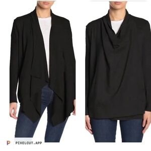 Blank NYC Black Fly Away Moto Style Cardigan With‎ Draped Neckline Size Small